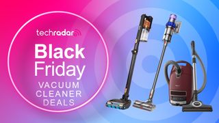 Shark, Dyson and Miele vacuum next to the TechRadar Black Friday deals logo