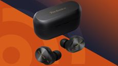 Technics wireless earbuds on a colorful background with the TechRadar logo