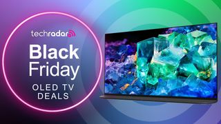 Sony A95K with TechRadar Black Friday text